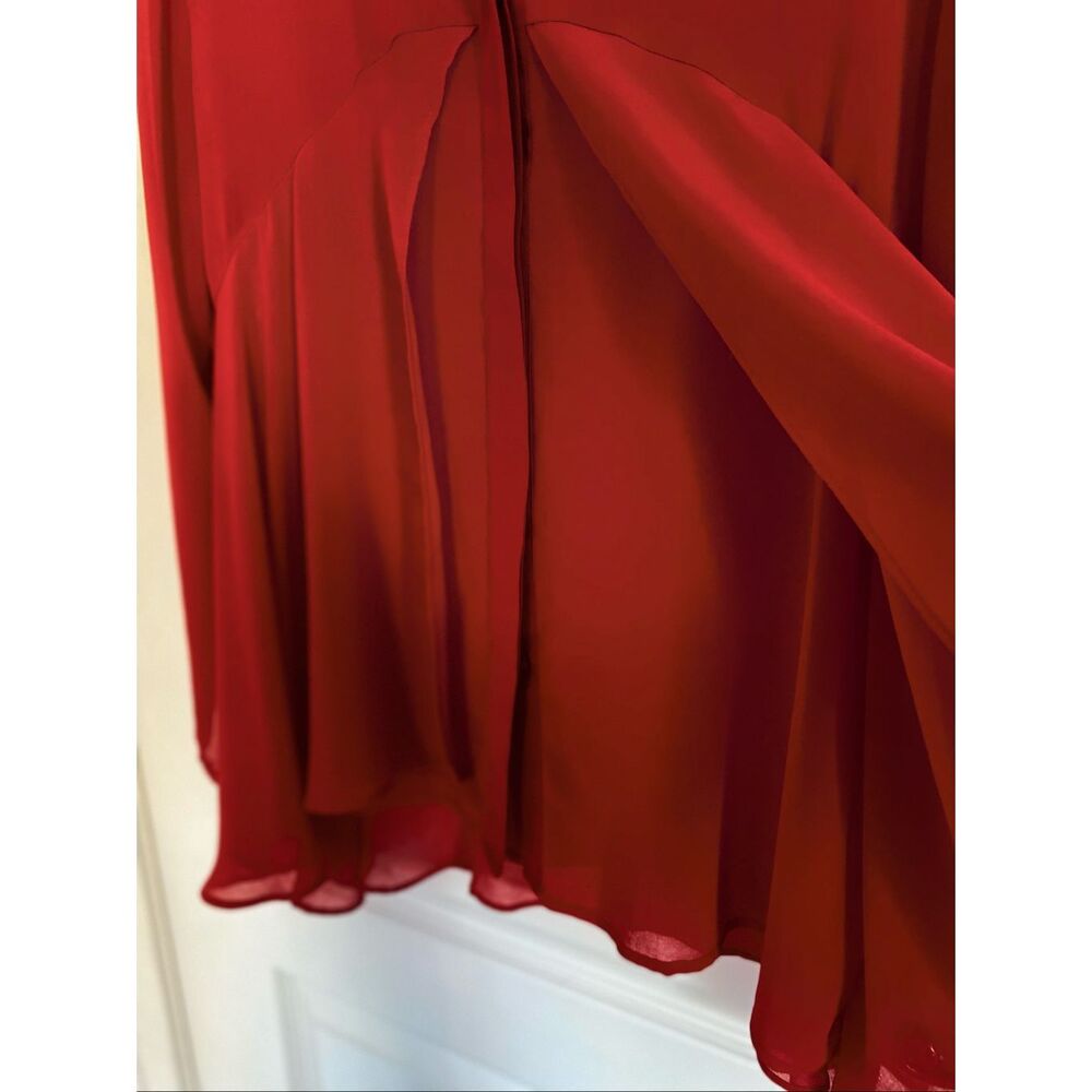 Chico’s Red Layered Button Up Blouse Sz L - Picture 3 of 4